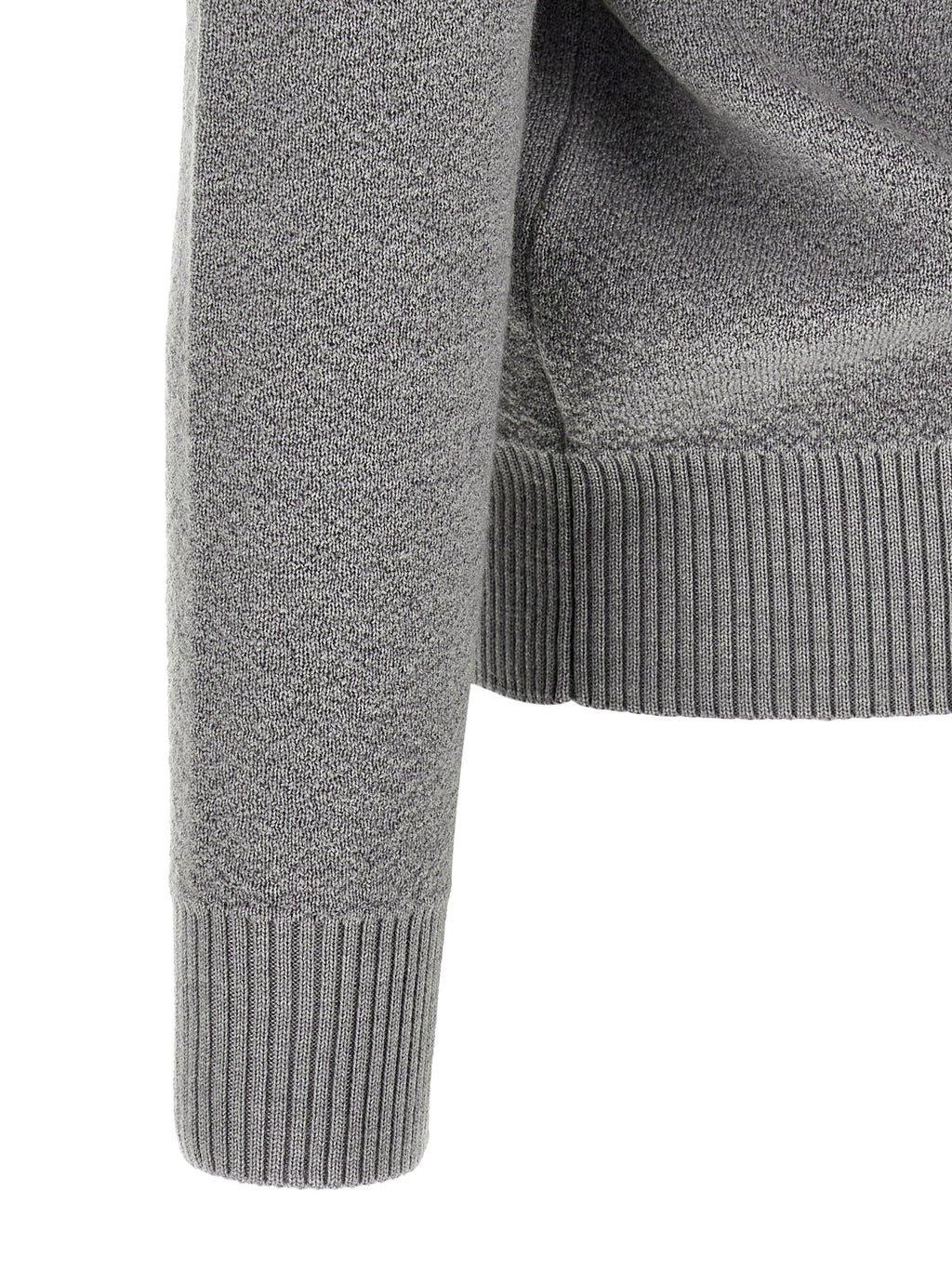 Gray Virgin Wool Crew Neck Cardigan