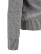 Gray Virgin Wool Crew Neck Cardigan