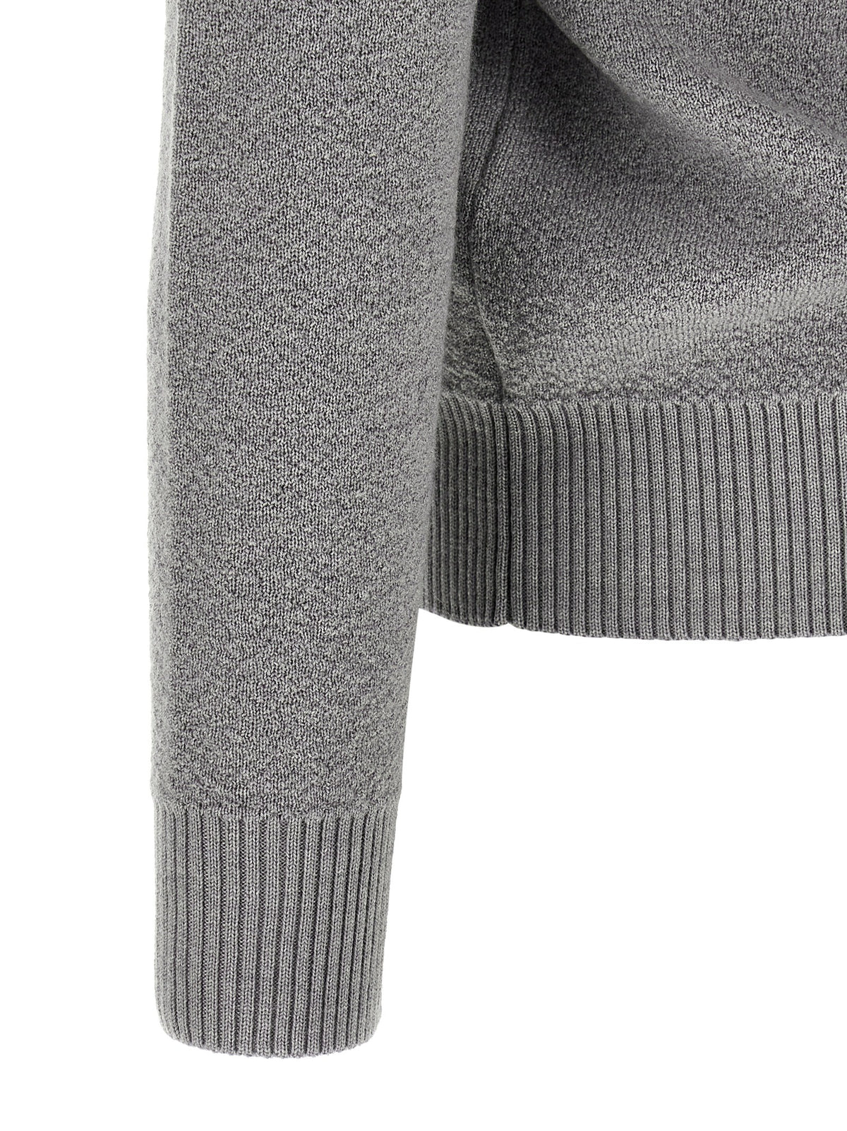 Gray Virgin Wool Crew Neck Cardigan
