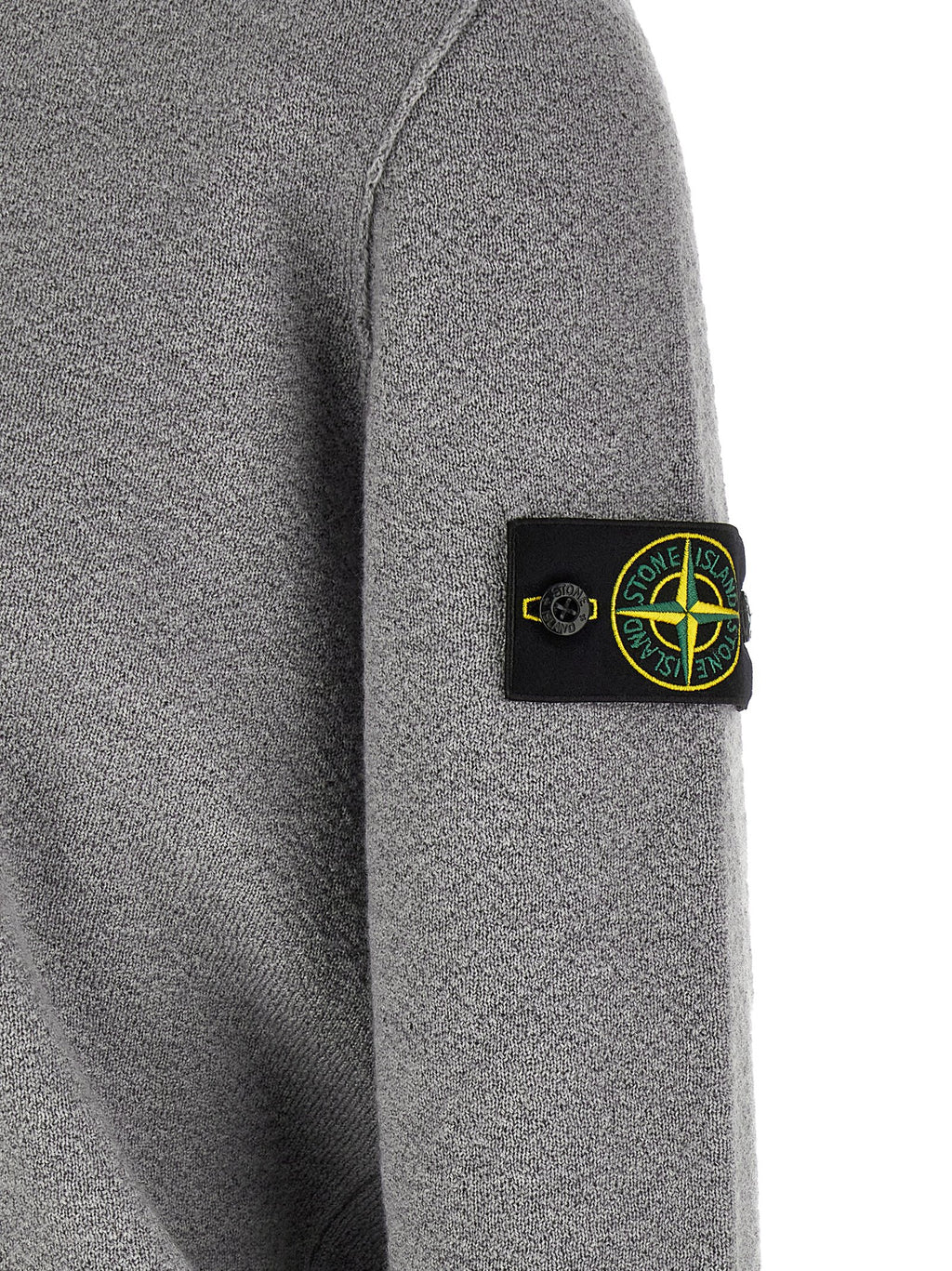 Gray Virgin Wool Crew Neck Cardigan