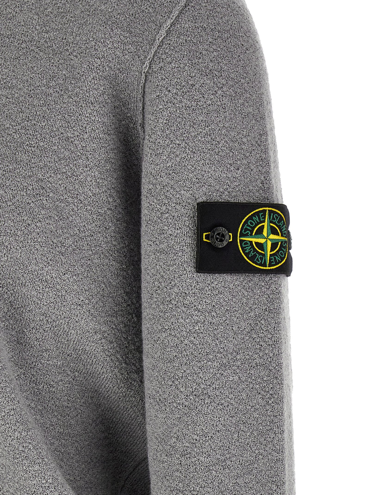 Gray Virgin Wool Crew Neck Cardigan