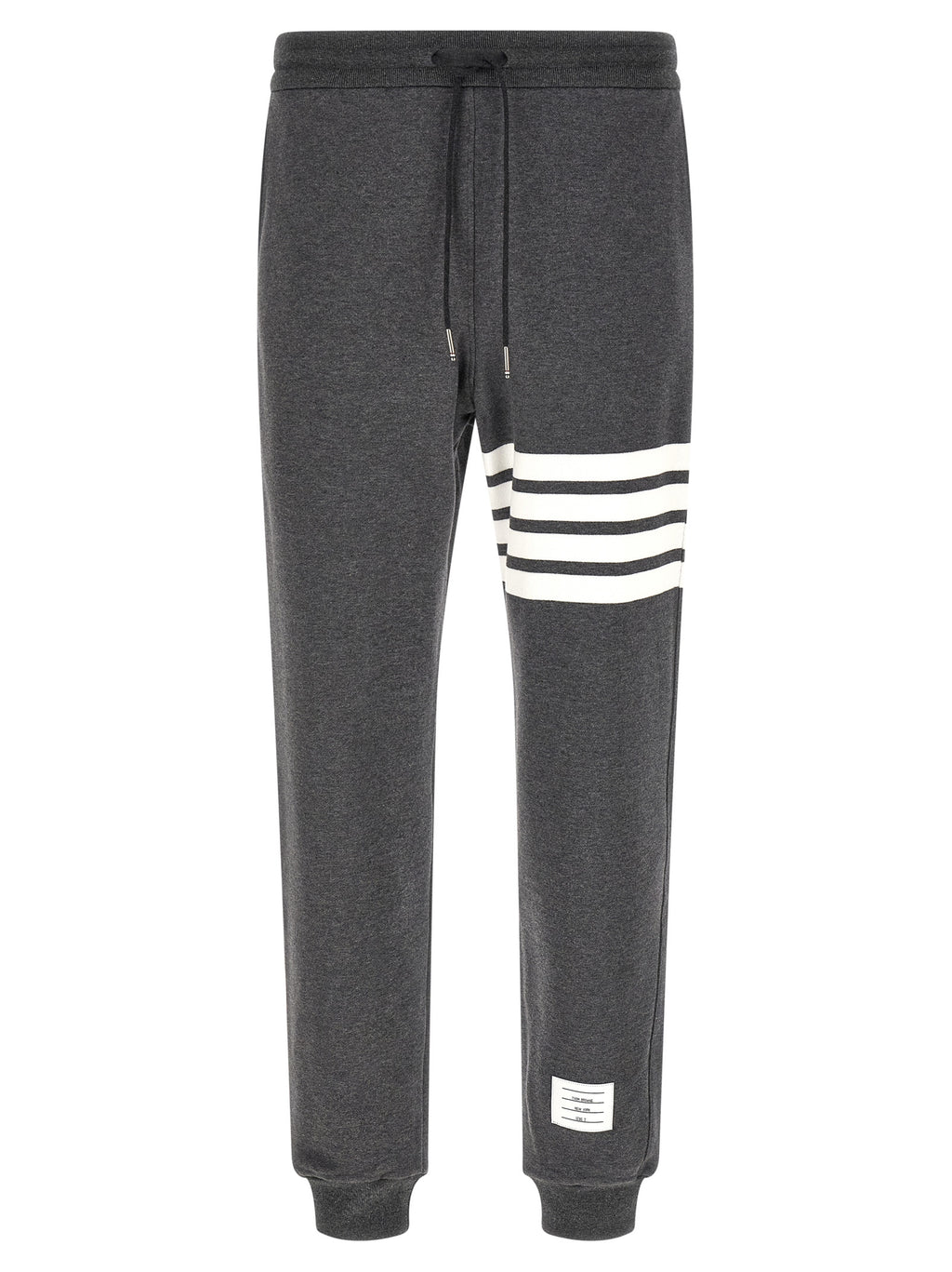 Gray Cotton 4-Bar Joggers