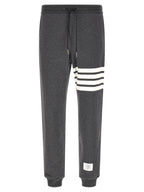 Gray Cotton 4-Bar Joggers