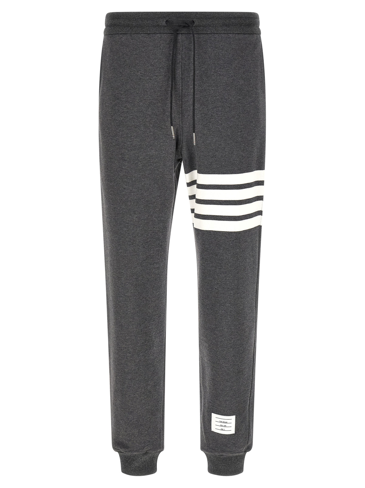 Gray Cotton 4-Bar Joggers