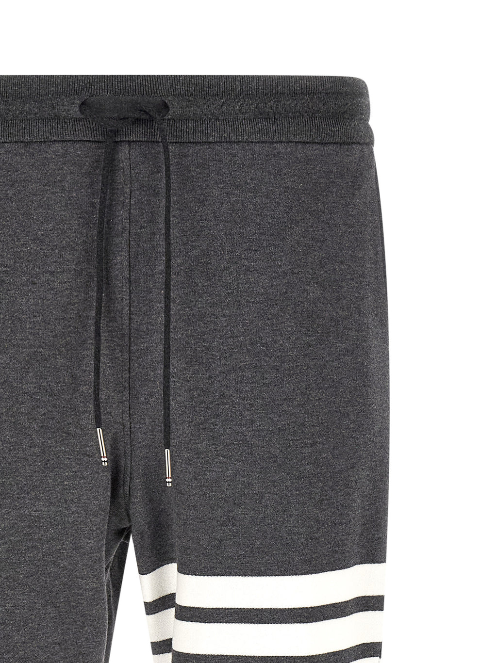 Gray Cotton 4-Bar Joggers