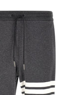 Gray Cotton 4-Bar Joggers
