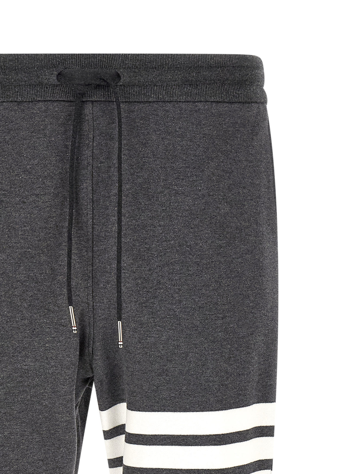 Gray Cotton 4-Bar Joggers
