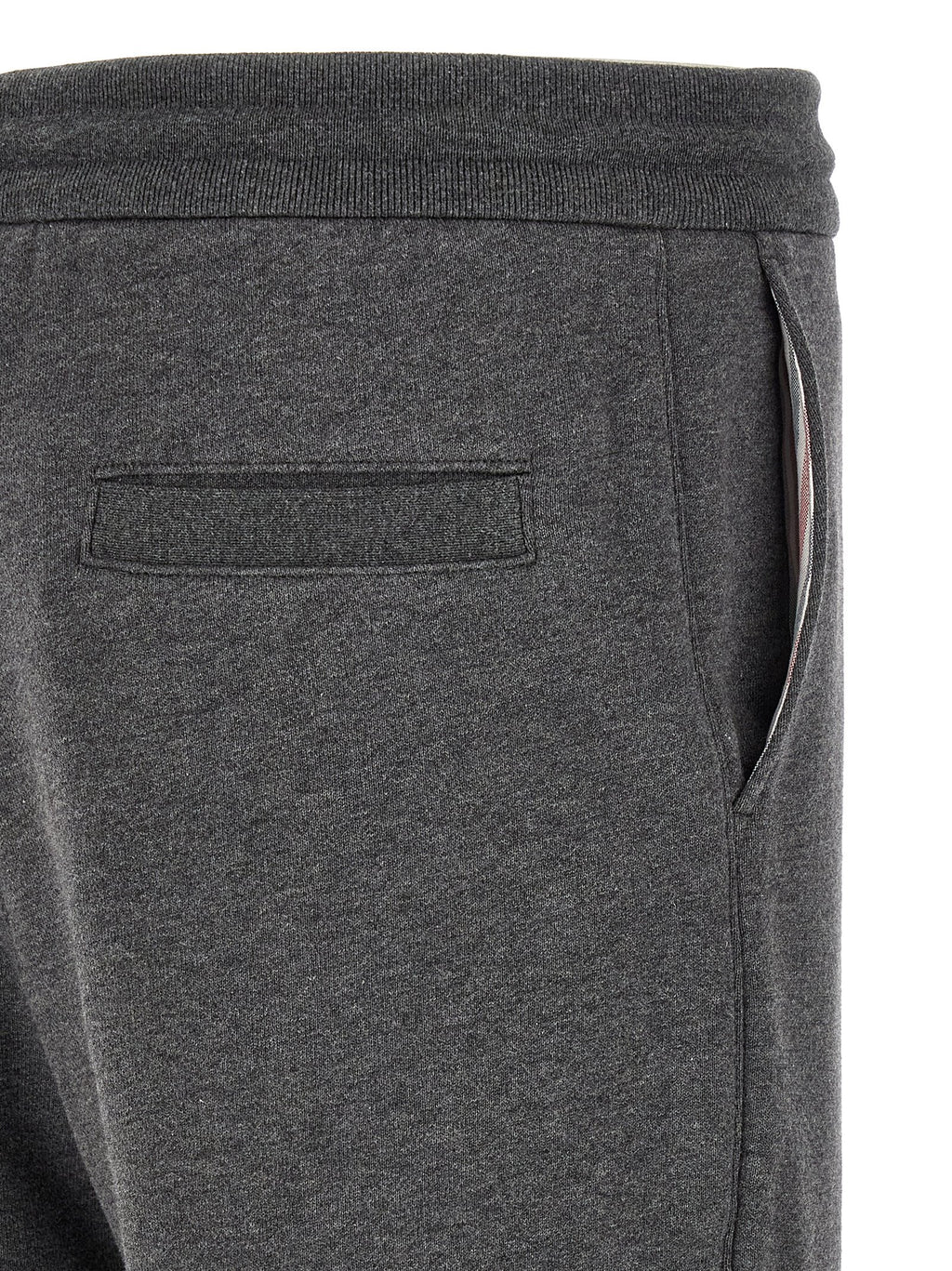 Gray Cotton 4-Bar Joggers