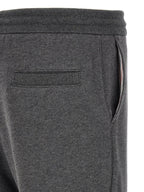 Gray Cotton 4-Bar Joggers