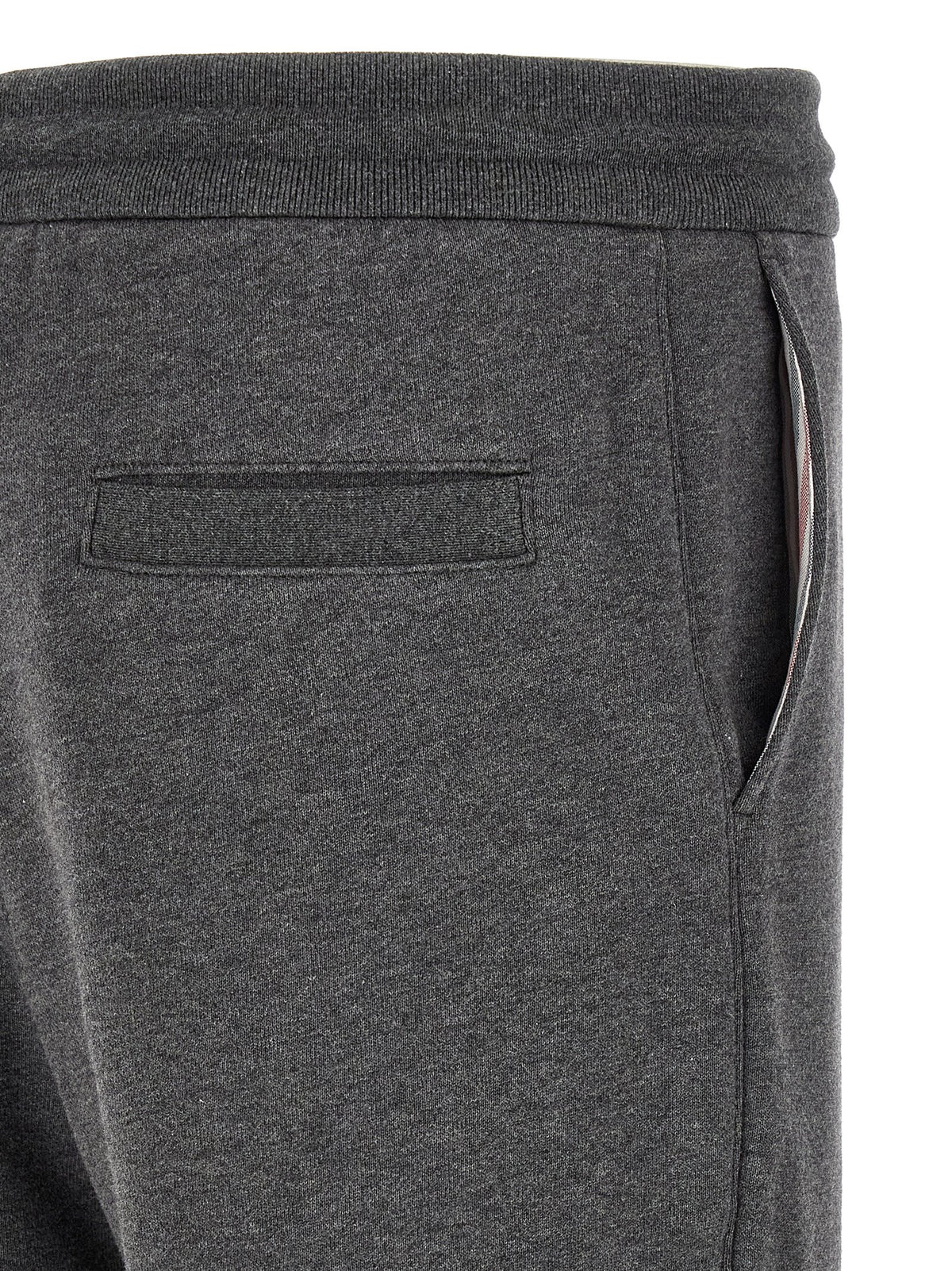 Gray Cotton 4-Bar Joggers
