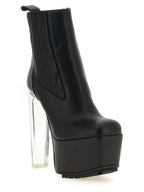 Black Calfskin Beatle Kiss Ankle Boots