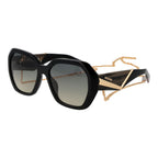 Black Acetate Square Sunglasses with Turquoise Gradient Lenses