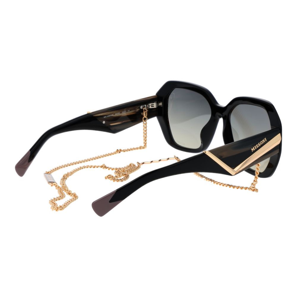 Black Acetate Square Sunglasses with Turquoise Gradient Lenses