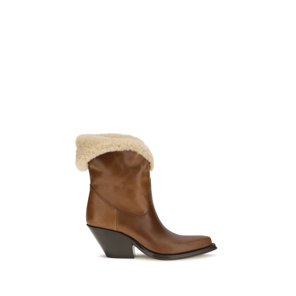 Calfskin Azelan Fur-Lined Ankle Boots