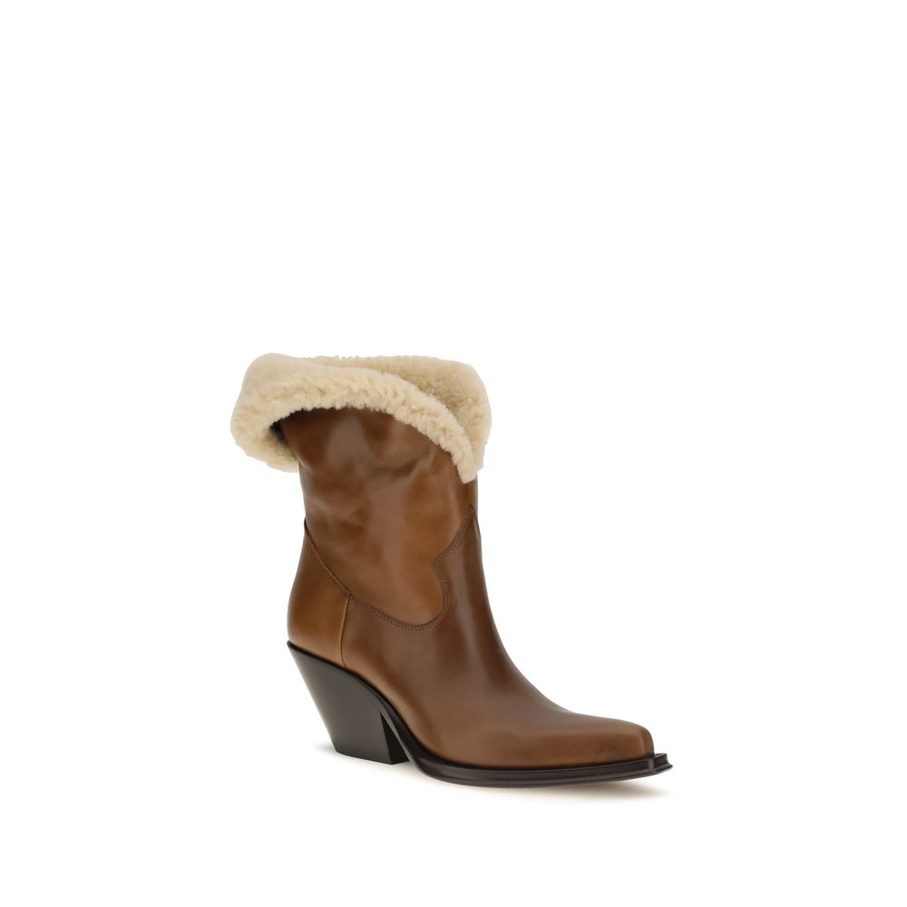 Calfskin Azelan Fur-Lined Ankle Boots