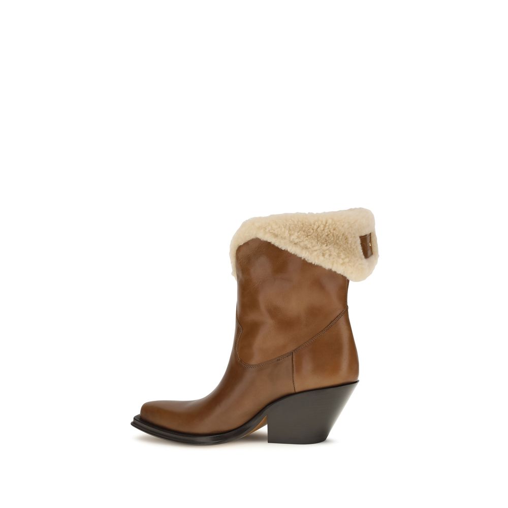 Calfskin Azelan Fur-Lined Ankle Boots