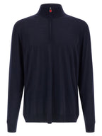 Navy Wool Half‑Zip Cardigan