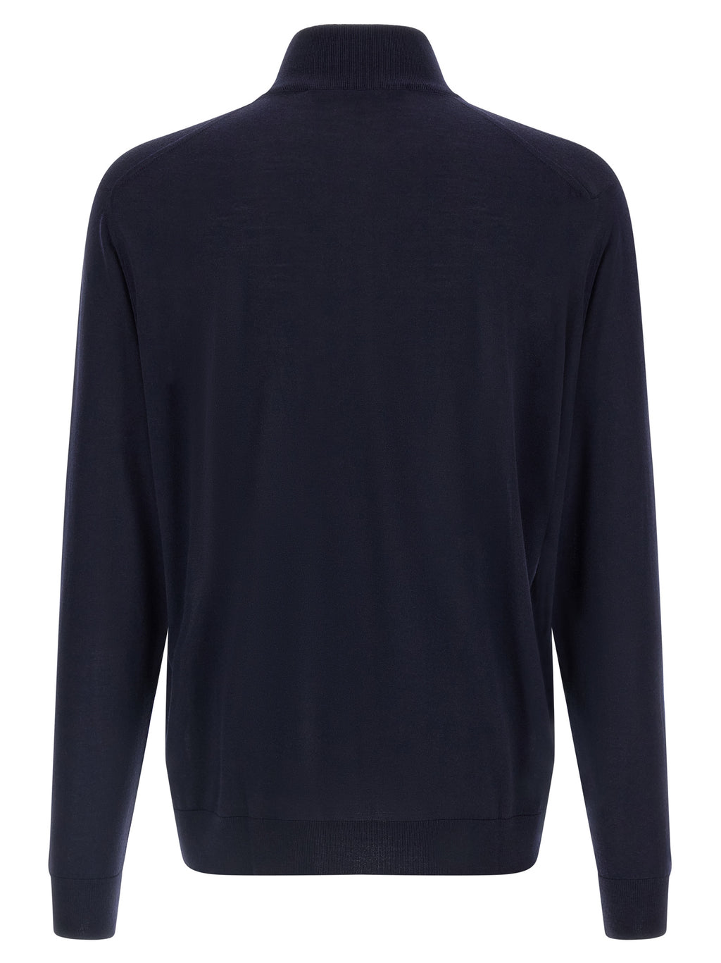 Navy Wool Half‑Zip Cardigan