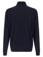 Navy Wool Half‑Zip Cardigan