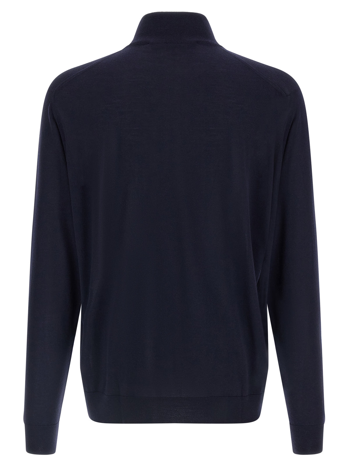 Navy Wool Half‑Zip Cardigan