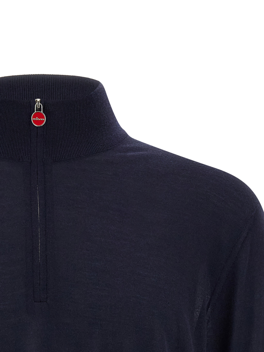 Navy Wool Half‑Zip Cardigan