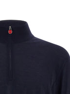 Navy Wool Half‑Zip Cardigan