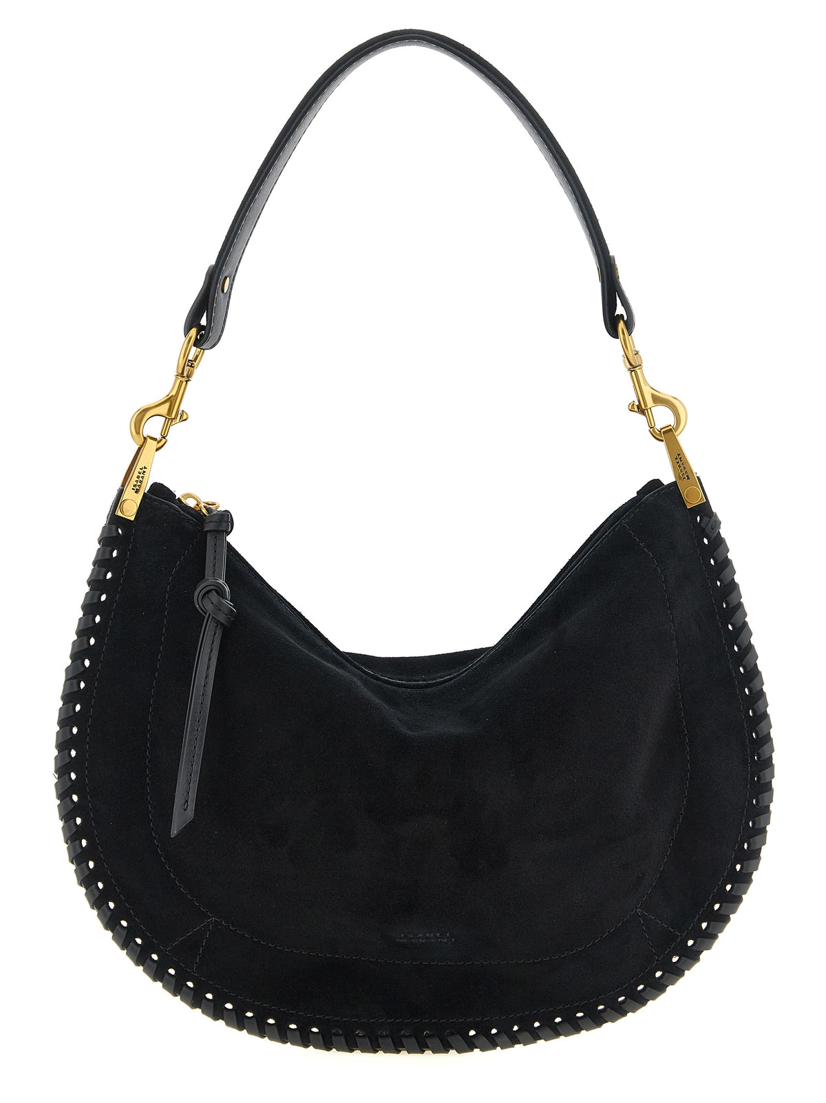 Black Suede Oskan Soft Zip Handbag