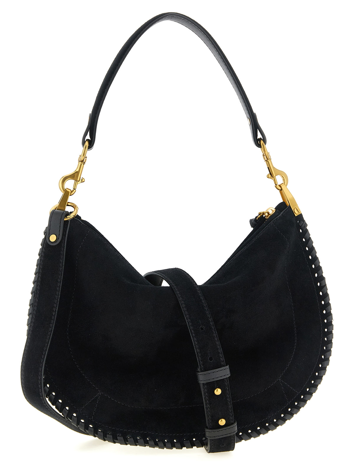 Black Suede Oskan Soft Zip Handbag