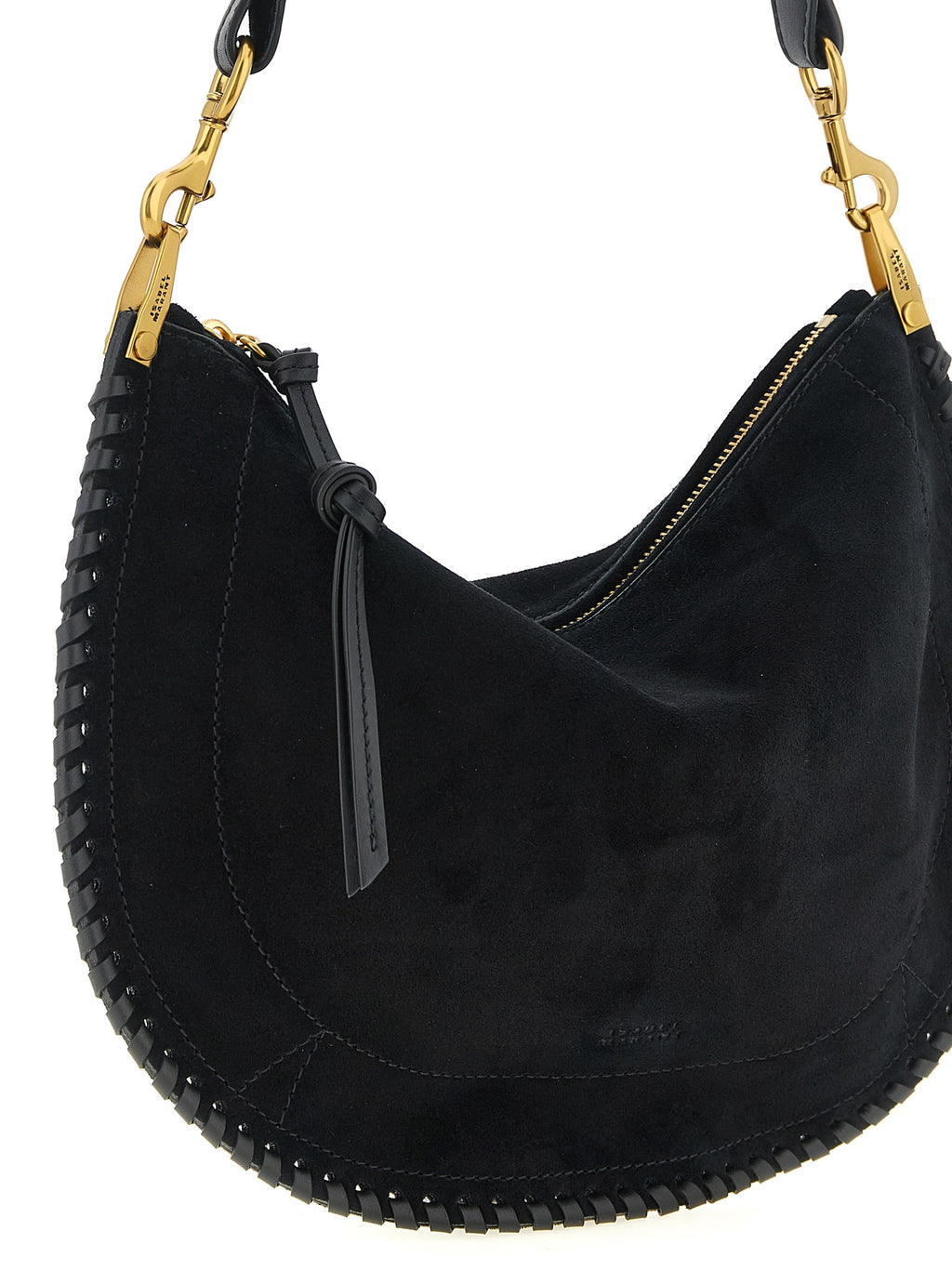 Black Suede Oskan Soft Zip Handbag