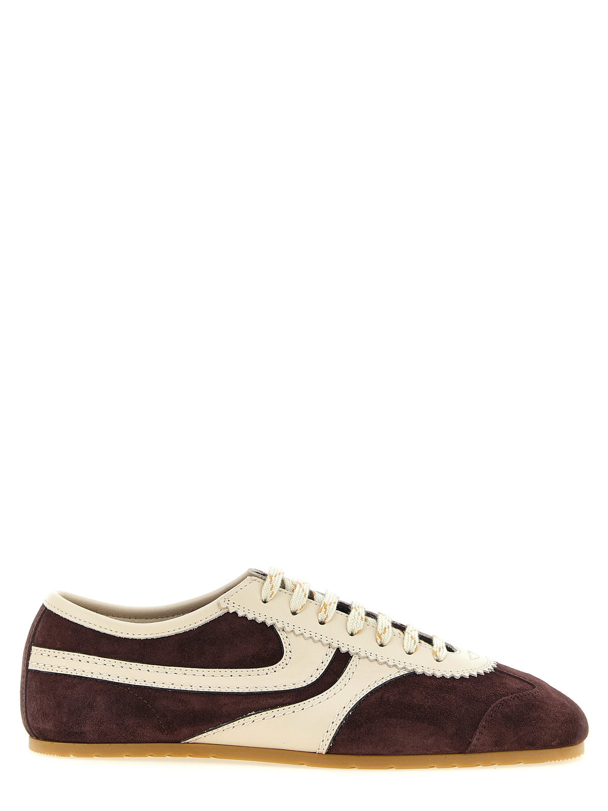 Bordeaux Calfskin Low‑Top Sneakers