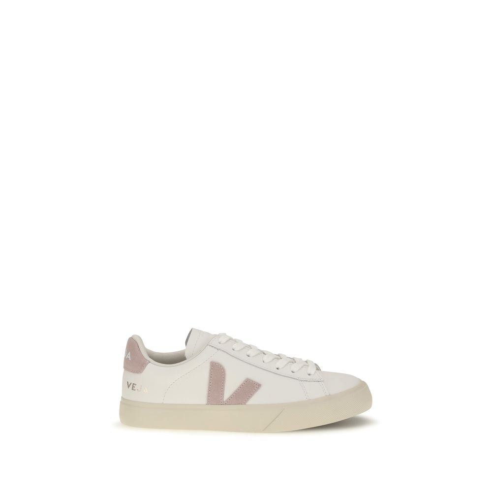 White Calfskin Campo Low‑Top Sneakers