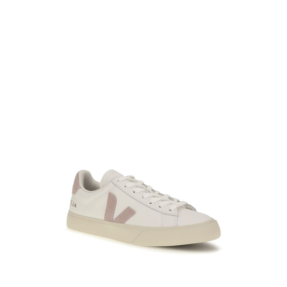 White Calfskin Campo Low‑Top Sneakers
