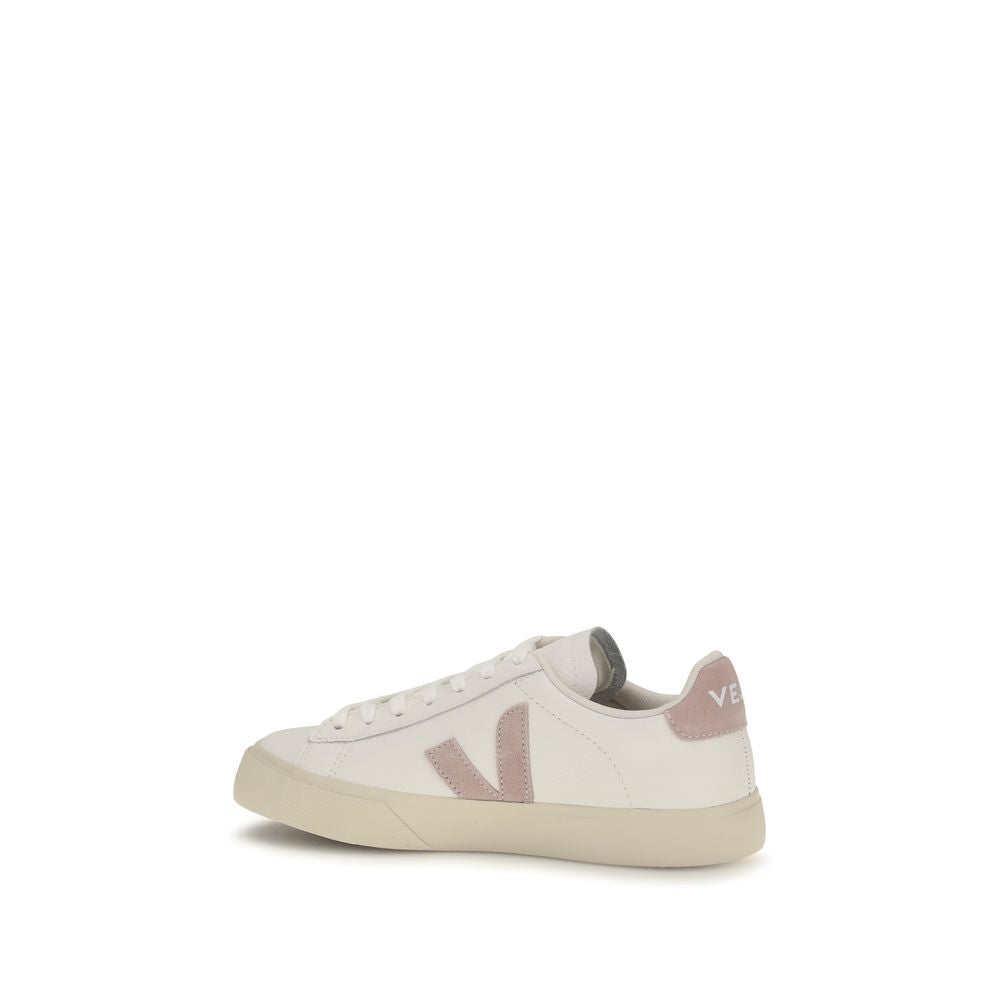 White Calfskin Campo Low‑Top Sneakers