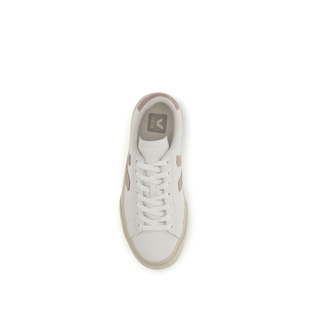 White Calfskin Campo Low‑Top Sneakers