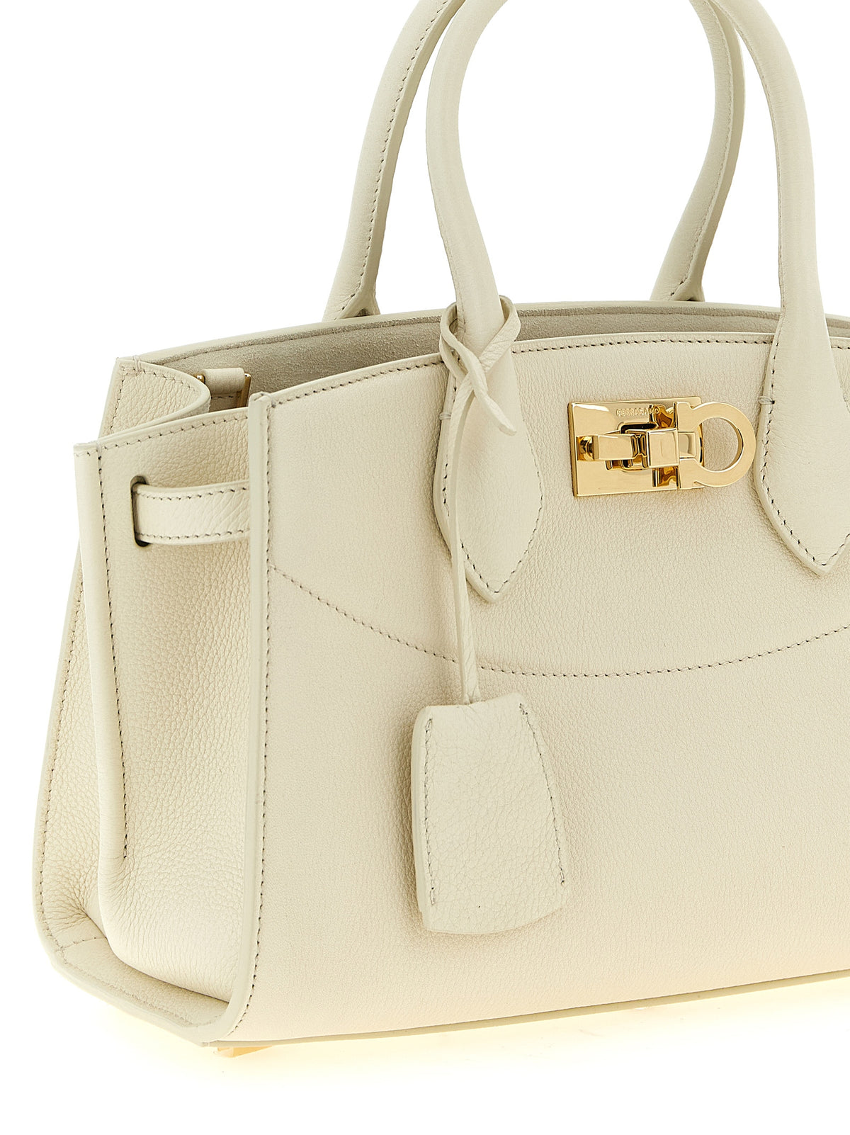 White Calfskin Studio Soft Handbag