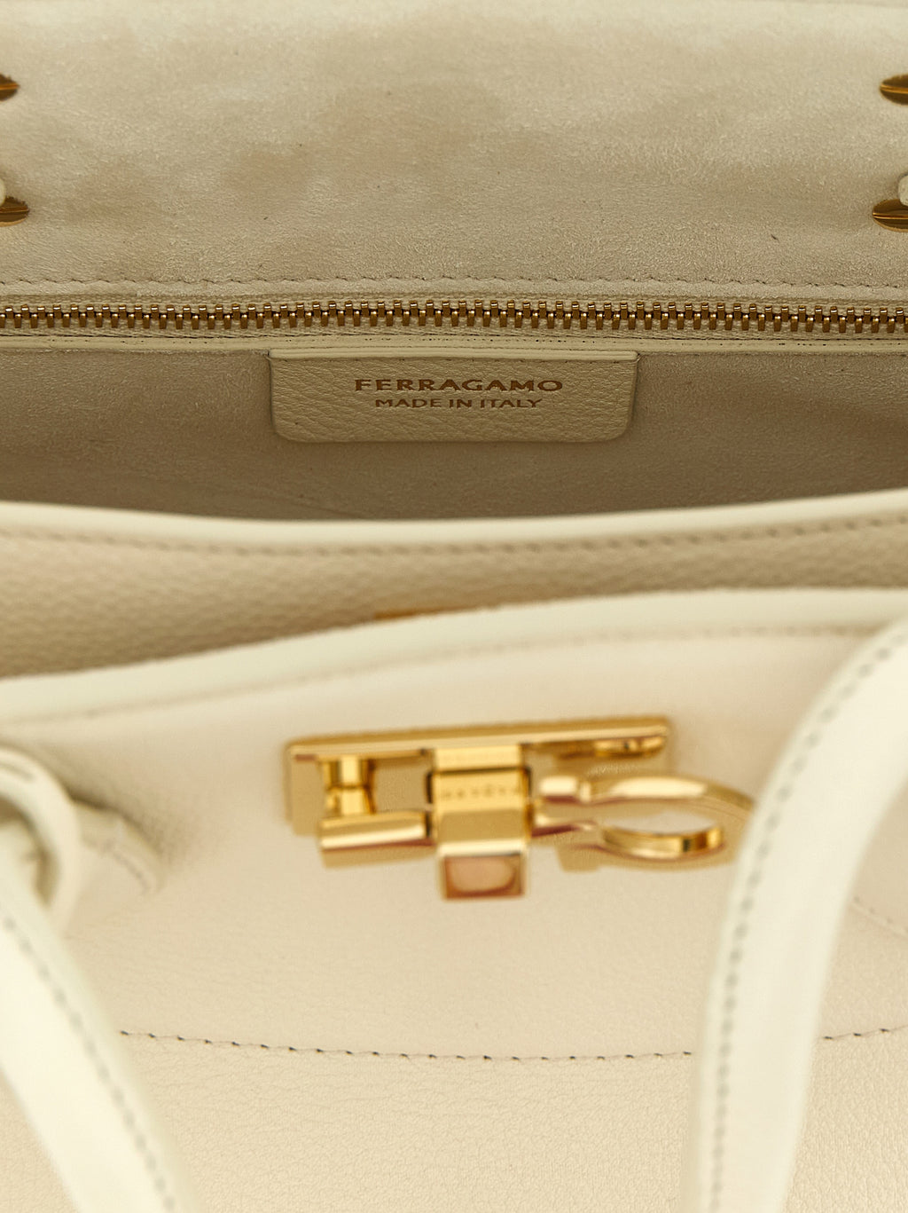 White Calfskin Studio Soft Handbag