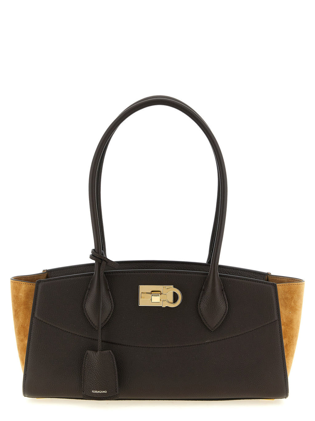Hammered Dark Brown Calfskin Studio Soft East-West Shoulder Bag