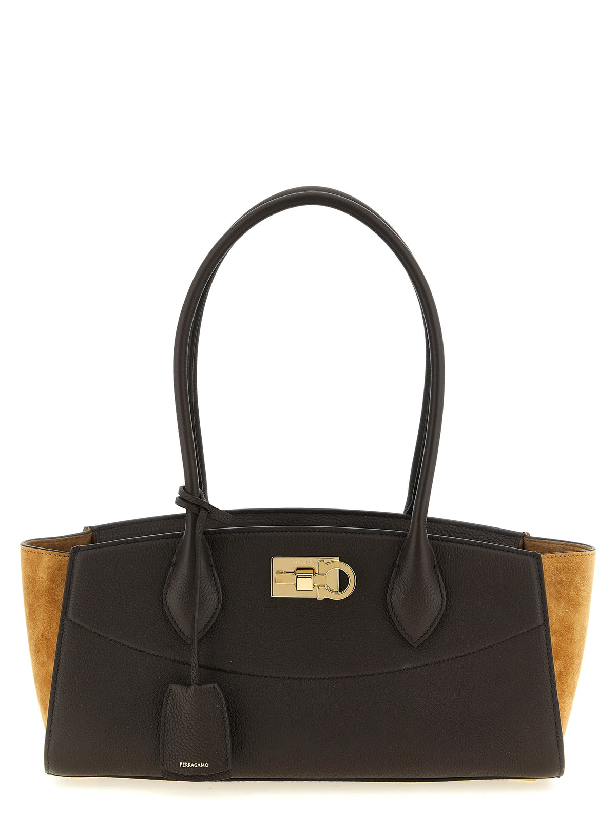 Hammered Dark Brown Calfskin Studio Soft East-West Shoulder Bag