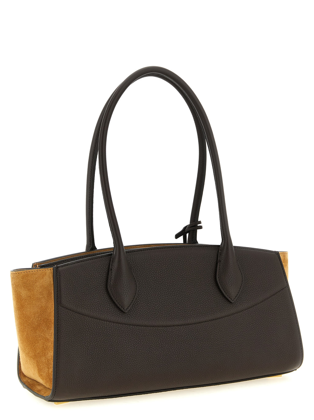 Hammered Dark Brown Calfskin Studio Soft East-West Shoulder Bag