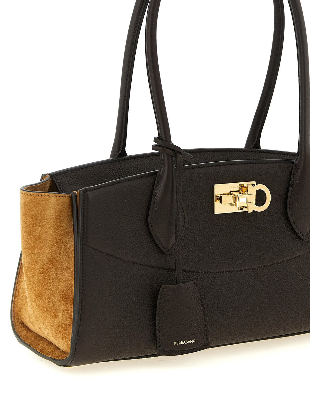 Hammered Dark Brown Calfskin Studio Soft East-West Shoulder Bag