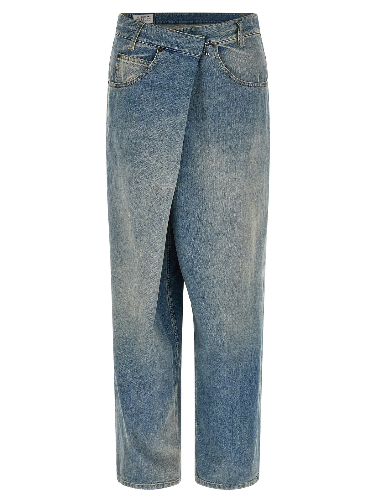 Light Blue Deconstructed Cotton Straight-Leg Jeans