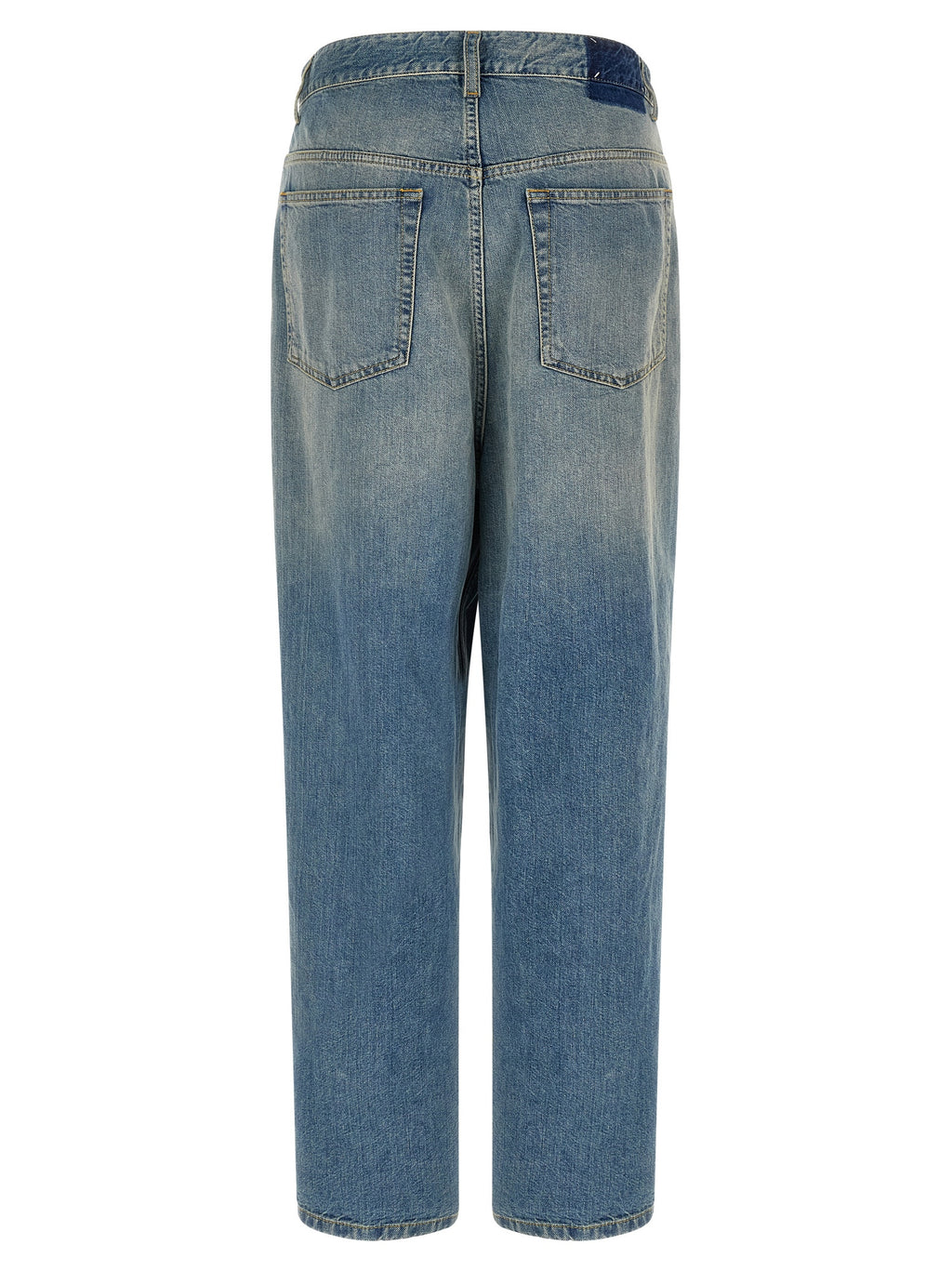 Light Blue Deconstructed Cotton Straight-Leg Jeans