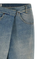 Light Blue Deconstructed Cotton Straight-Leg Jeans