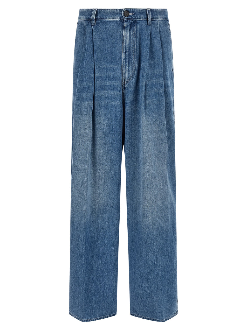 High-Waisted Blue Cotton Denim Jeans