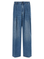 High-Waisted Blue Cotton Denim Jeans