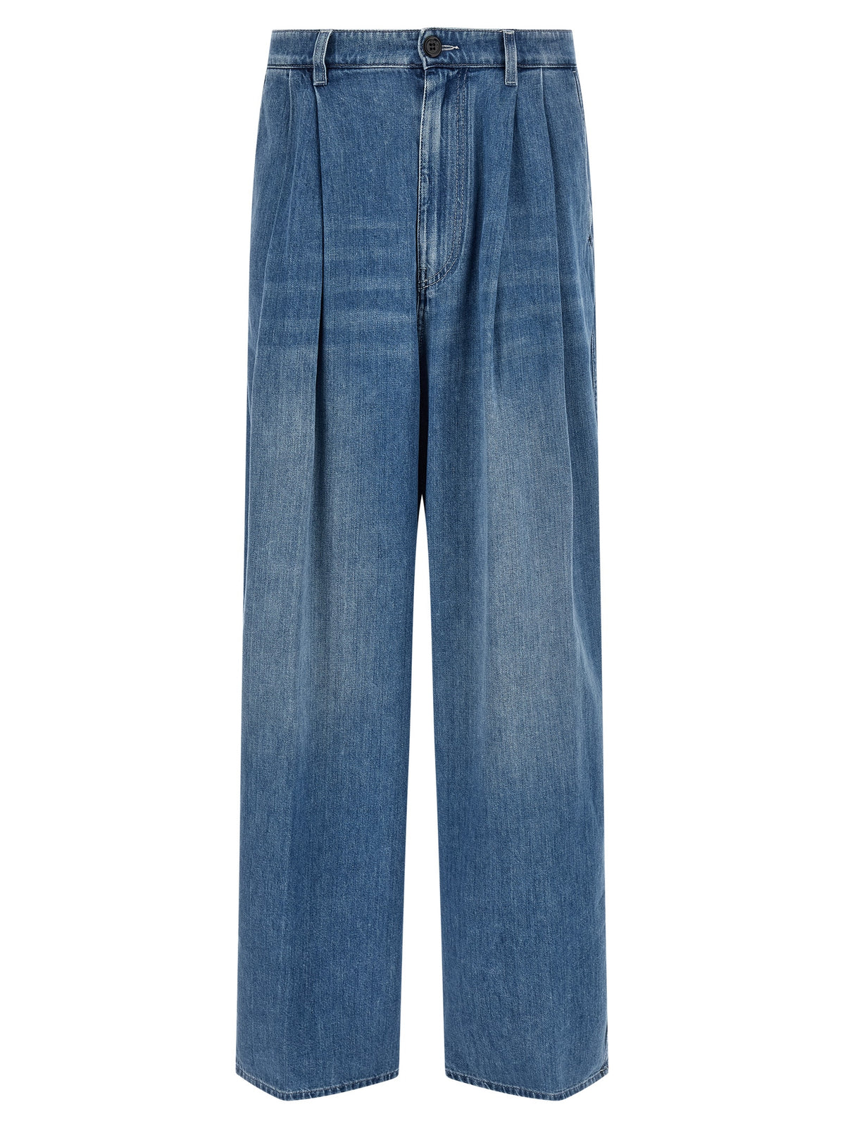 High-Waisted Blue Cotton Denim Jeans