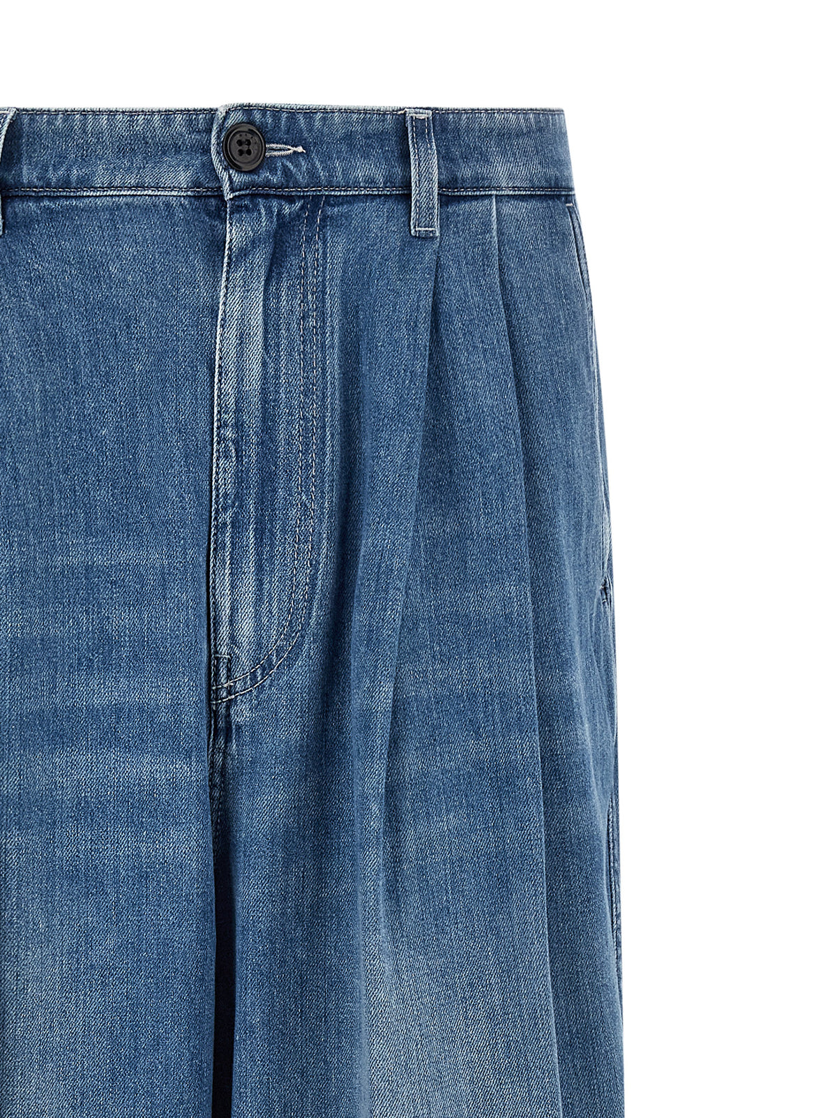 High-Waisted Blue Cotton Denim Jeans