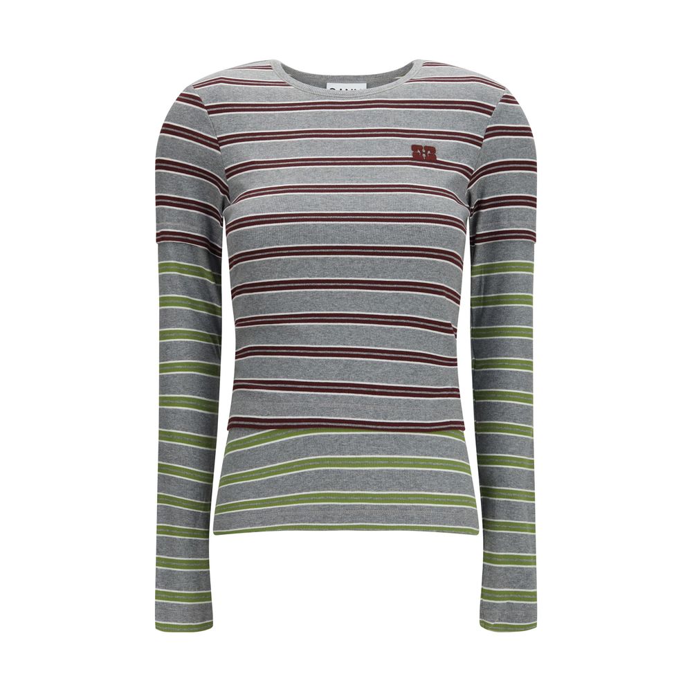 Striped Cotton Double‑Sleeve T‑Shirt