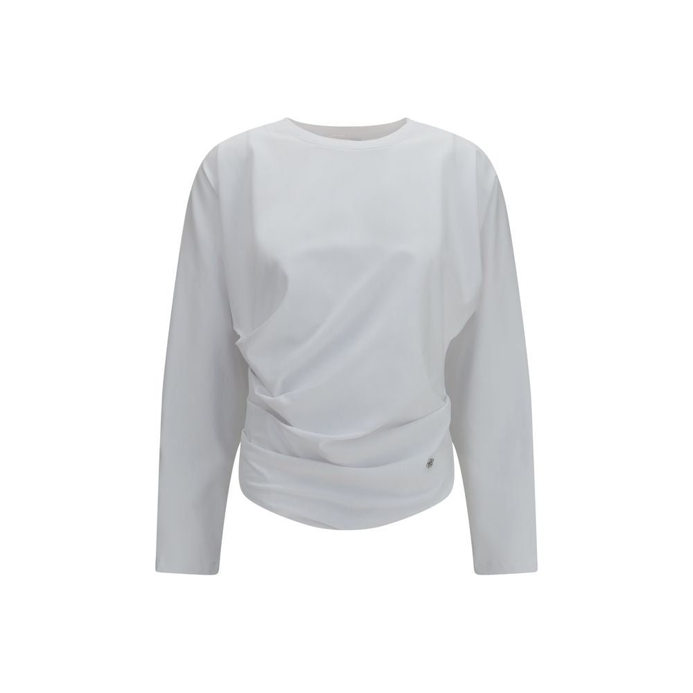Asymmetric Draped Stretch Cotton Top