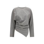 Asymmetric Draped Stretch Cotton Top